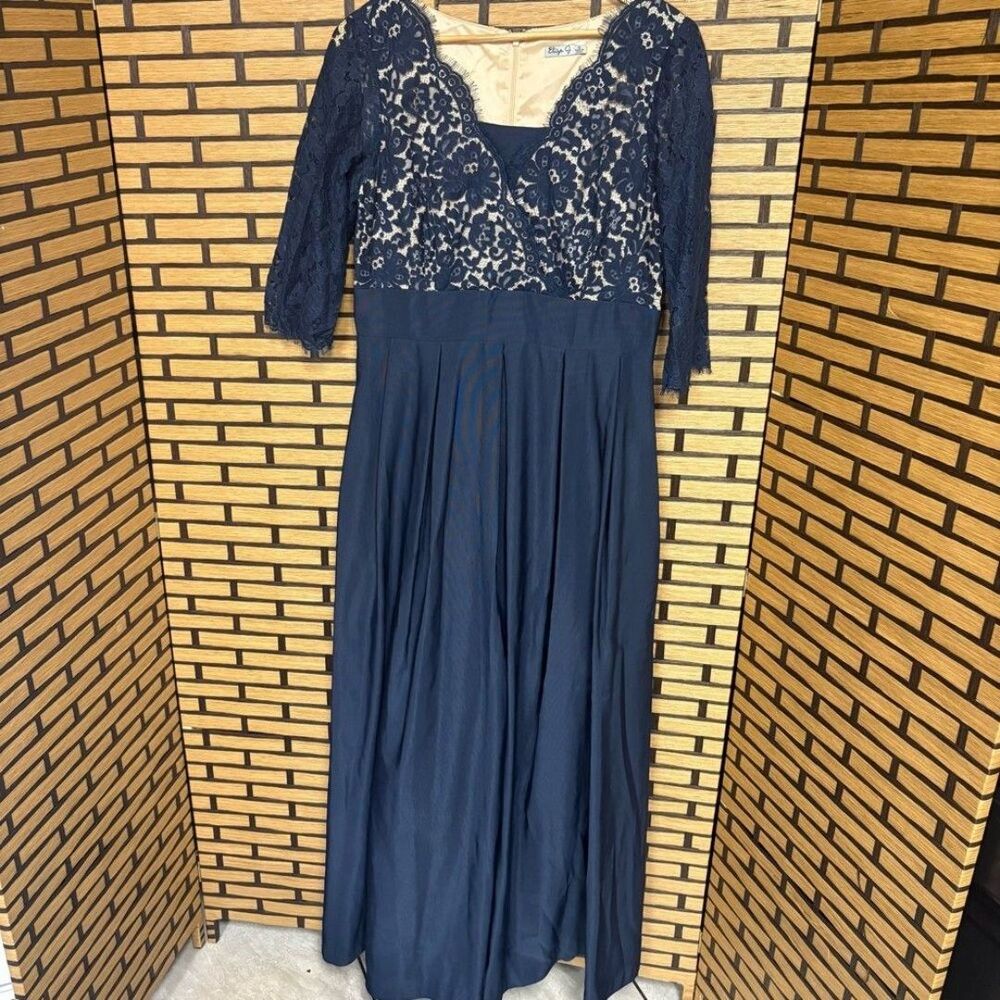 Eliza J. Blue Lace Gown Size 12